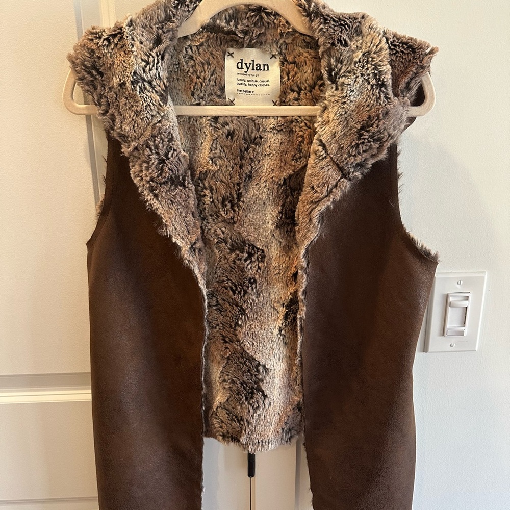 Dylan Faux Fur Vest in Brown